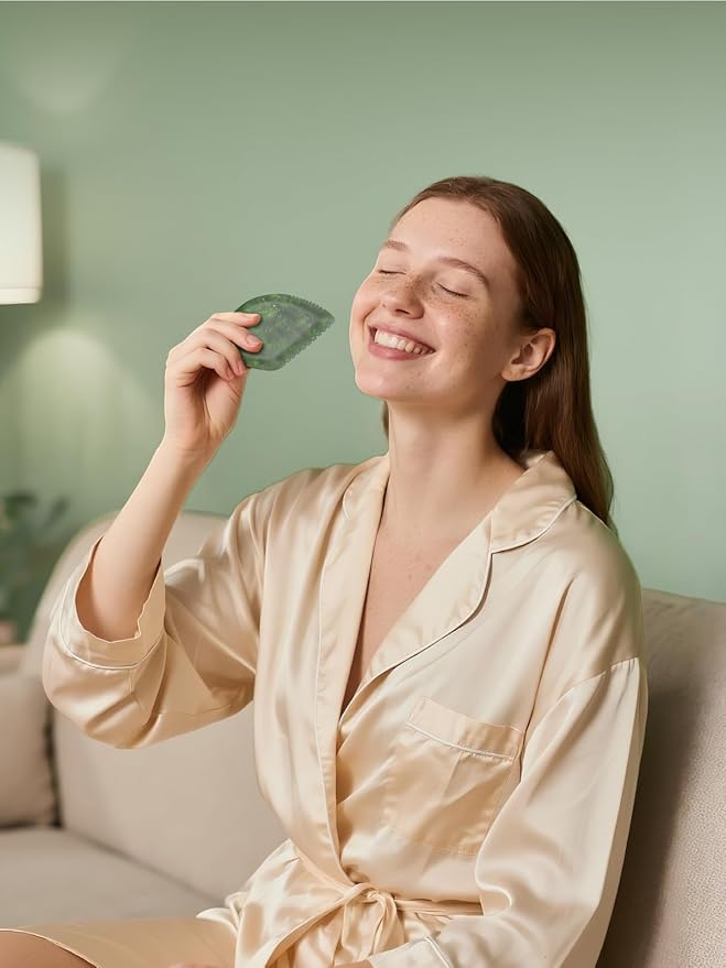 Gua Sha Facial Tool: Jade Stone Face Gua-Sha Tools, Natural Xiuyu Stones Full Body Massage Tool for Neck/Shoulder/Back/Leg