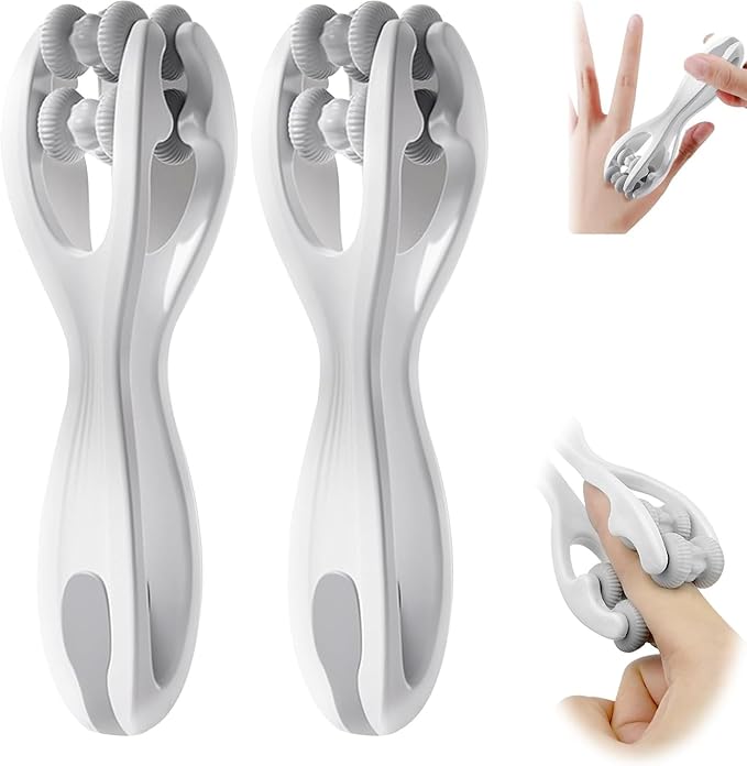2pcs Finger Massager for Arthritis Finger Arthritis Pain Relief Manual Massage Tools Hand Massage Roller Thumb Massager for Woman Mothers Day Gift Palm Foot Acupressure Tool Grey