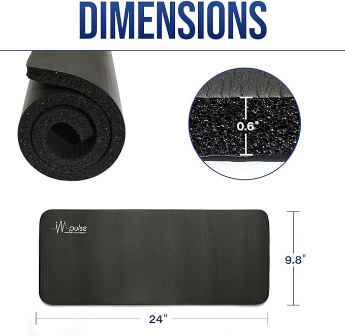 Impulse Yoga Knee Pads Cushion, Thick 1" (25mm) Workout Mat Provides Cushion for Kneeling & Elbows, Non-Slip & Portable Exercise Kneeling Pad for Yoga, Elbow, Wrist Pain, Planks, Pushups & Floor Exercises