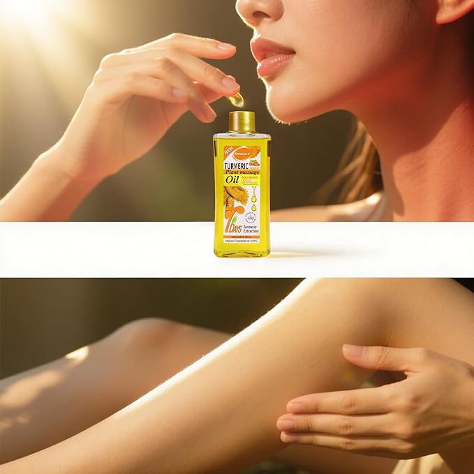Turmeric Plant Massage Oil 6.76 oz - Organic Natural Relief for Muscle, Collagen & Vitamin E Enriched, Relaxing Massage Blend