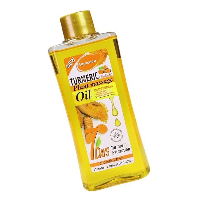 Turmeric Plant Massage Oil 6.76 oz - Organic Natural Relief for Muscle, Collagen & Vitamin E Enriched, Relaxing Massage Blend