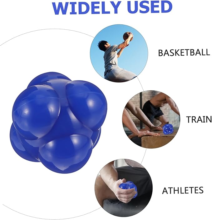 Kisangel Hexagonal Agile Training Ball for Fitness and Sports Large Blue Reaction Ball for Hand Eye Coordination Agility Improvement Myofascial Release Exercise Equipment