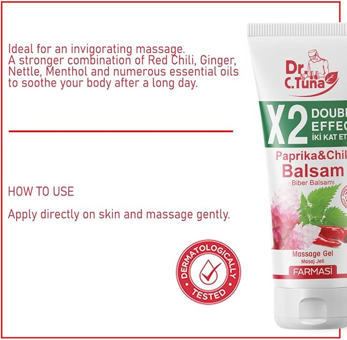 FARMASi Paprika & Chili Balsam 2X Double Effect, Soothing Warming Massage Gel, Helps Ease Muscle Tension and Supports Relaxation & Recovery, Smooth Non-Greasy Body Balm, 8.45 fl oz