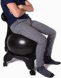 Stability Yoga Ball Chair with Wheels and Backrest, Rolling Exercise Ball Chair with Pump, Yoga Ball Seat Active Sitting for Spine Health(E)