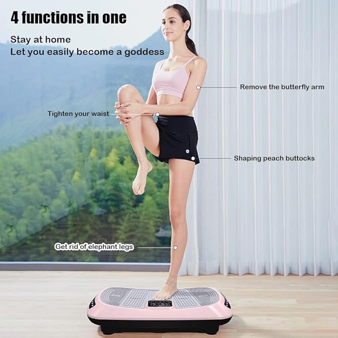 Vibration Platform Machine for Home Gym, Vibration Plate Exercise Board for Fitness, Full Body Vibrating Workout Machine w/Resistance Bands (Color : Green)