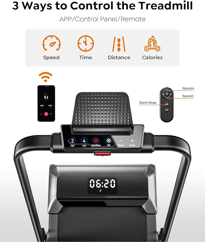 Walking Pad with 12% Incline & Height-Adjustable Handlebar, 5-in-1 Foldable Treadmill for Home & Office, Portable Under Desk Treadmill with LED Display & App Control
