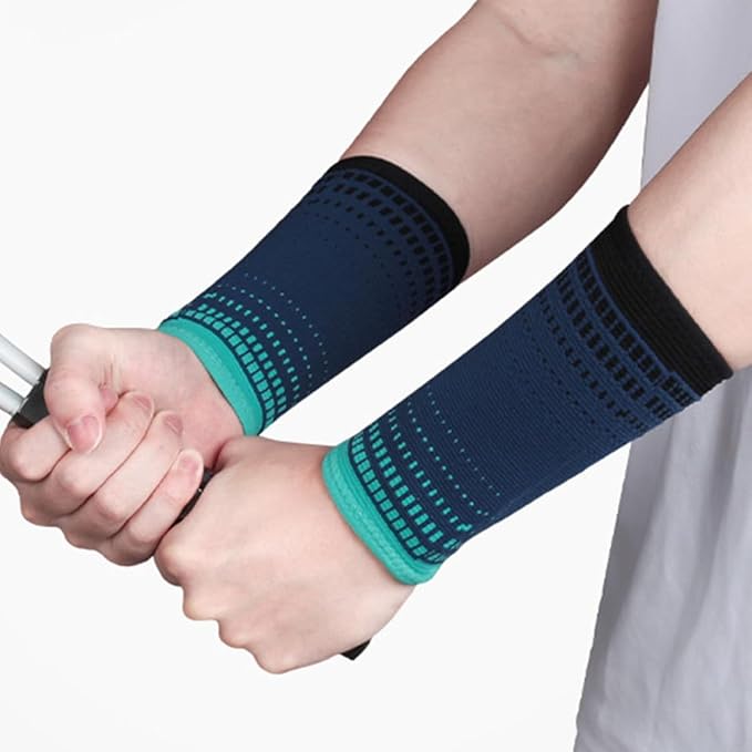 Professional Wrist Brace and Protective Wrist Sleeve, 2pcs Navy Blue Knitted Compression Supports for Weightlifting and Fitness, Breathable Sports Joint Wraps for Men and Women