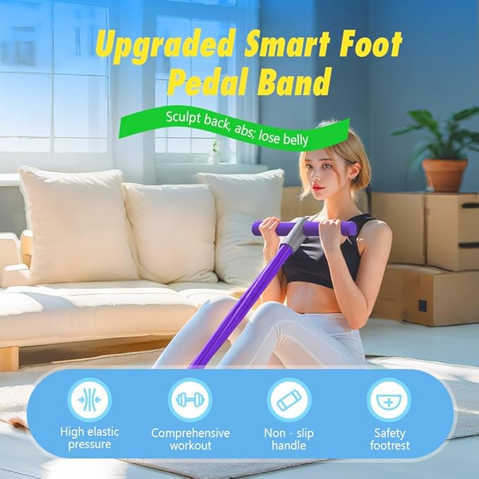 Pedal Resistance Bands with Handles, 2026 New Multifunction Elastic Yoga Resistance Band, 6-Tube Rubber Foot Home Exercise Equipment for Full Body Workout, Yoga, Waist