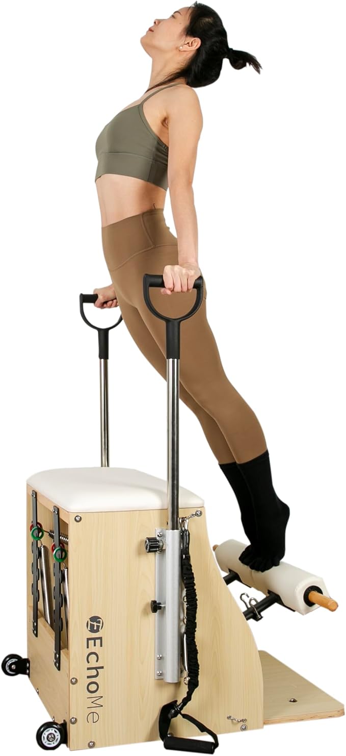 EchoMe Plates Combo Chair with Handles, Split-Pedal Stability Pilates Chair,Yoga Fitness Trainer, Pilates Reformer Machine, Pilates Equipent of Maple Wood for Home use and Studio Use