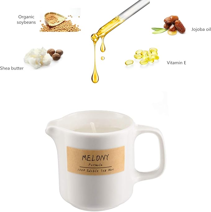 MELONY Soy Massage Oil Candle | Horeysuckle Galbanum | 2.82 OZ / 80G | Perfect Intensive Skin Treatment Candle | Nourishing with Almond Oil, Shea Butter & Cocoa Butter | Massage & Moisturise