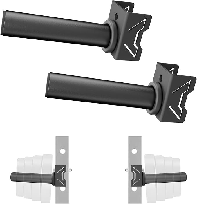 Weight Plate Holder for Power Rack – Choose 2×2 or 3×3 Uprights – Fits 5/8" to 1" Hole Diameter, Heavy-Duty Steel Plate Storage Pegs, Bolt-On Design, Pair