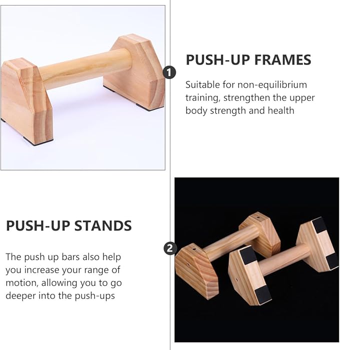 TOYANDONA Pine Wood Push-up Stands 30cm Pair, Fitness Exercise Push-up Bars for Home Strength Training, Indoor Hand Grips for Chest Workout and Bodybuilding
