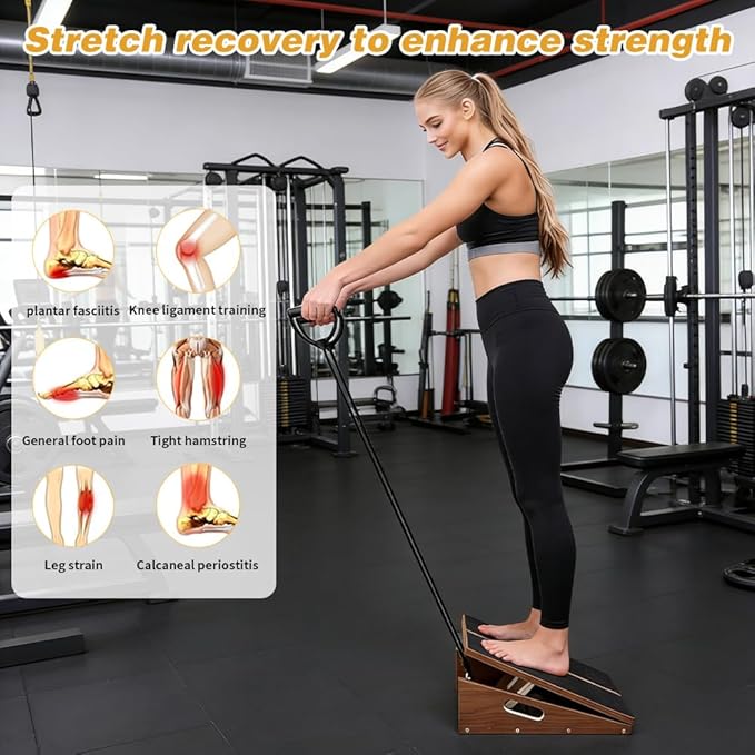 Slant Board for Calf Stretching & Relief, Adjustable Wooden Incline Slant Board for Squats, Calf Stretcher Board for Knees Ankle Heel Feet Leg, Home Gym Physical Therapy