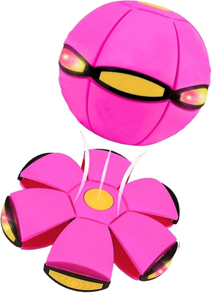 Magic Bouncing Ball, Children's Bouncing Ball, Automatic Rebound Double The Fun, Magics Flying Saucer (3 Light,Pink)