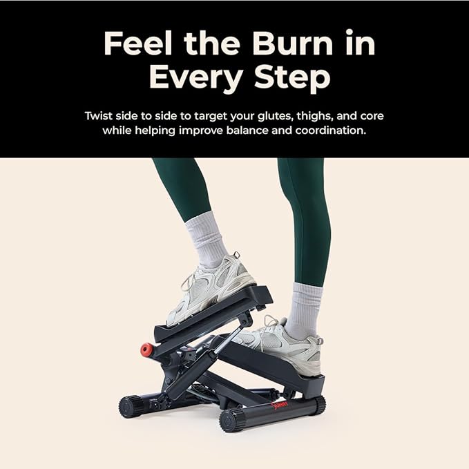 Sunny Health & Fitness Mini Steppers for Exercise at Home, Stair Step Workout Machine with Optional Resistance Bands, Full Body Cardio Equipment, Optional Free SunnyFit App Connection Smart Stepper