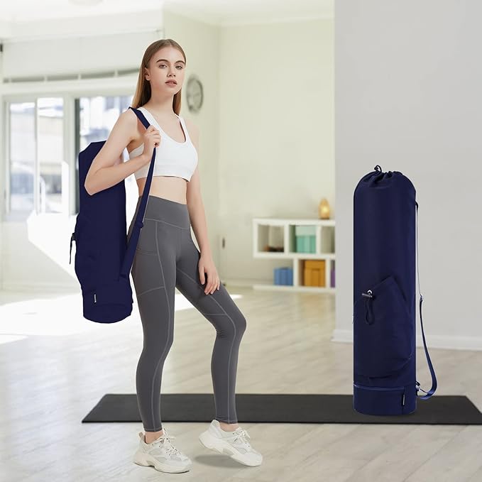 sportsnew Yoga Mat Bag with Water Bottle Pocket and Bottom Wet Pocket, Exercise Yoga Mat Carrier Multi-Functional Storage Bag, Patent pending