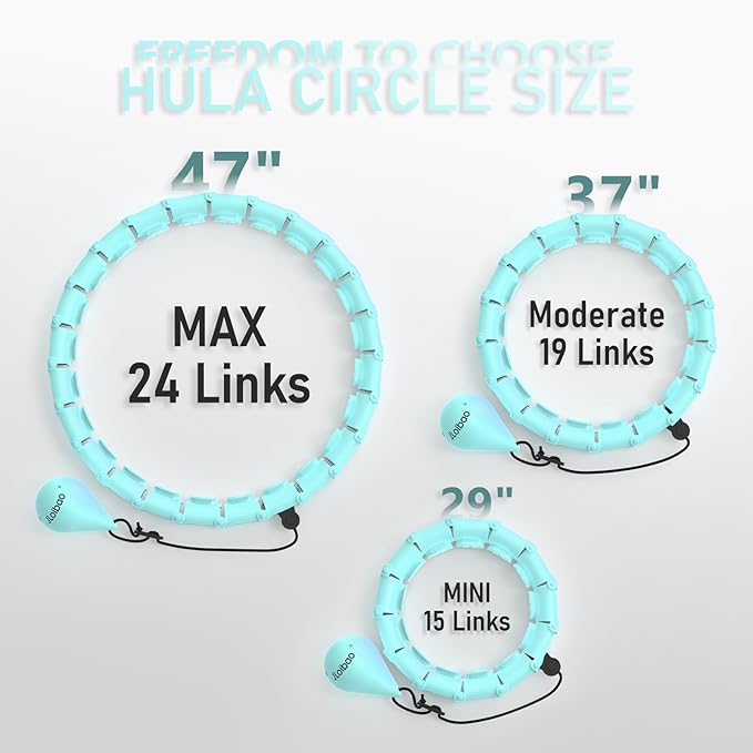 Weighted Hula Circle with 24 Links for Adults Weight Loss, Infinity Fitness Hoop Plus Size, for Women Smart Exercise Equipment