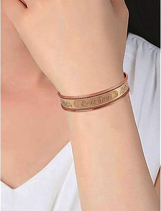 Copper Bracelet Tibetan Style. Hand Forged with Solid and High Gauge Copper for Women Men. Hindu Spiritual Message