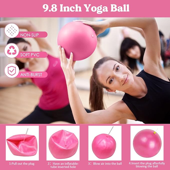 Pilates Ring 13 Piece Set,Pilates Kit for Women Exercise Equipment Accessories Deformation Magic Circle with Padded Handles, Workouts Ball, Guide & Bag, Resistance Bands for Legs Arms and Thighs