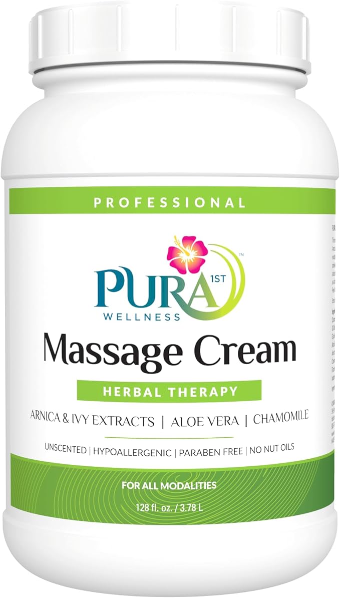 Herbal Therapy 1 Gallon Massage Cream, Aloe Vera, Professional, Massage Therapy, Deep Tissue, Unscented, Hypoallergenic, Natural Ingredients, Skin Hydrating, Moisturizing, Muscle Relief