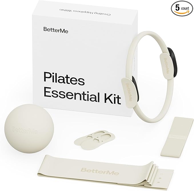 BetterMe Pilates Essential Kit - Pilates Ring, Long Resistance Bands, Pilates Loop Bands, Ball and More - Complete Home Pilates Kit for Women
