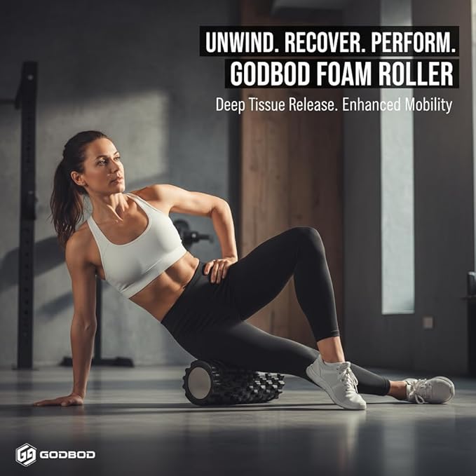 Strong Foam Roller - Deep Tissue Medium Density Muscle Massager with Myofascial Trigger Point Release, Back Massage Roller for Soreness and Mobility 13 x 5.5 Inch