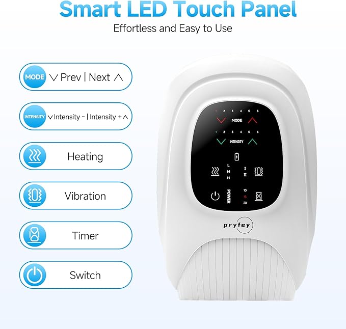 Hand Massager with Heat and Compression, Hand Massage with 2 Vibration 6 Modes 6 Intensities, Electric Hand Massager for Arthritis and Carpal Tunnel Relief, Mother's Day Gifts for Women Men, White