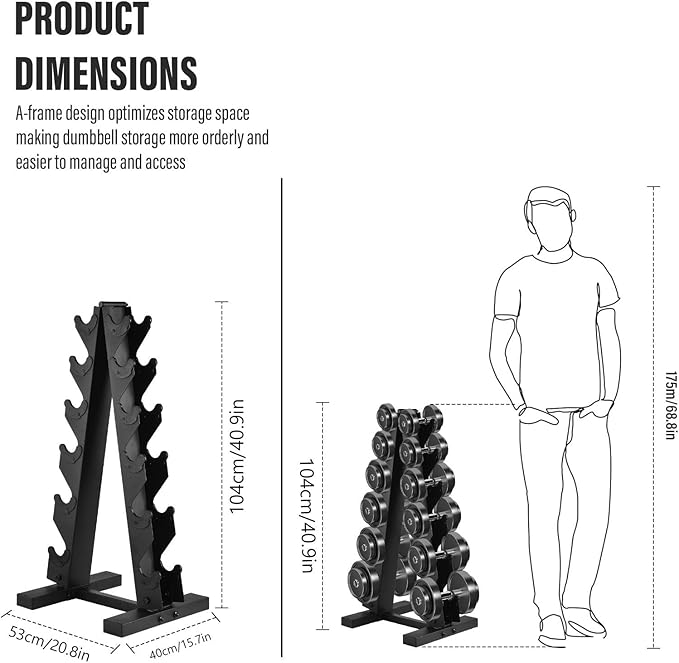 Weight Storage Racks,Heavy Duty A-Frame Dumbbell Stand | Tree Shape Home Workout Storage Organizer for Dumbbells, Store 6 Pairs of Dumbbells