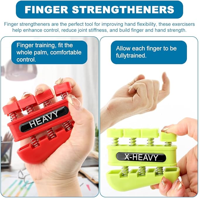 4Pcs Finger Strengthener, Finger Exerciser, Hand Exerciser for Improve Dexterity and Strength in Fingers, Hands, Forearms–Grip Strength Trainer for Musicians, Climbers