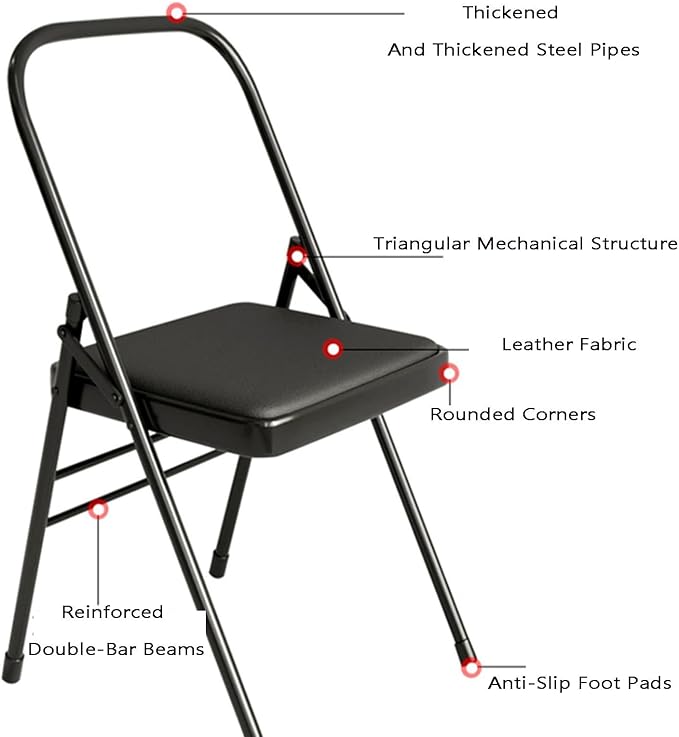 Yoga Chair,PU Seat Surface is Comfortable and Soft Double Beam Pilates Chair,for Home Office Dining Indoor Outdoor(Color2)