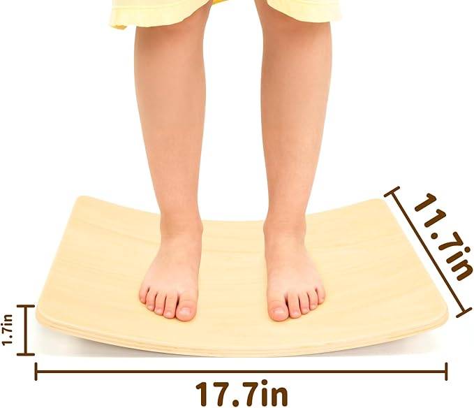 Gentle Monster Wobble Balance Board, Wooden Montessori Toy Rocker Board Natural Wood Kids Toddler Open Ended Learning Toy Yoga Curvy Board for Adult Office Classroom Christmas Gifts