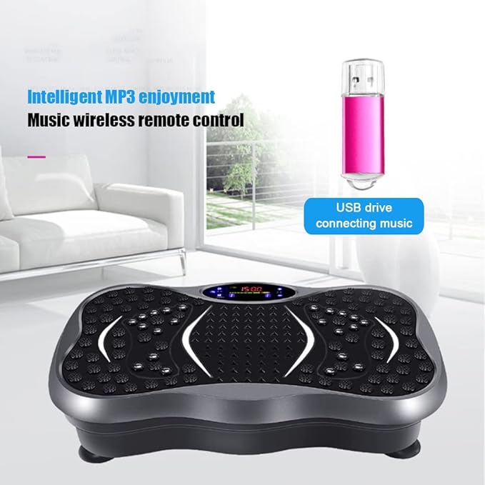Vibration Plate w Resistance Bands, Vibration Plate Exercise Machine, 99 Levels of Intensity, Vibration Platform Home Gym Equipment