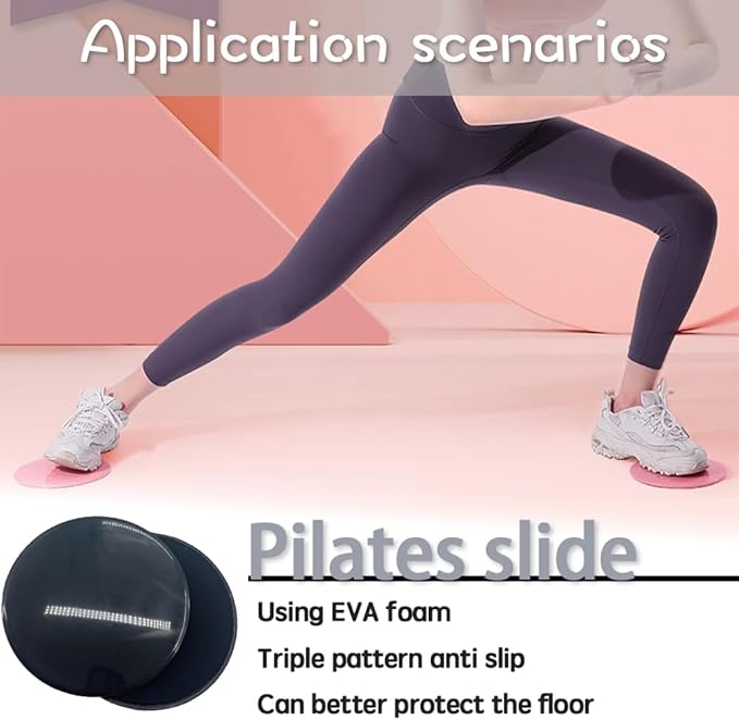 Exercise Sliders for Working Out Black Fitness Discs for Pilates Women Men, 2 Pack