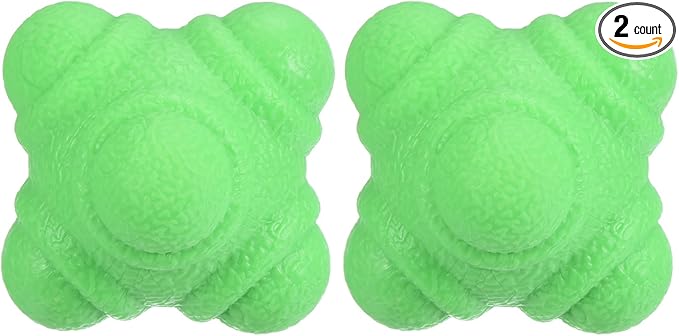 2 Pack Reaction Ball - TPR Low Difficulty Flexibility Training Ball Apply to Sports Exercise Daily Use (43 x 43 x 53mm, Green)