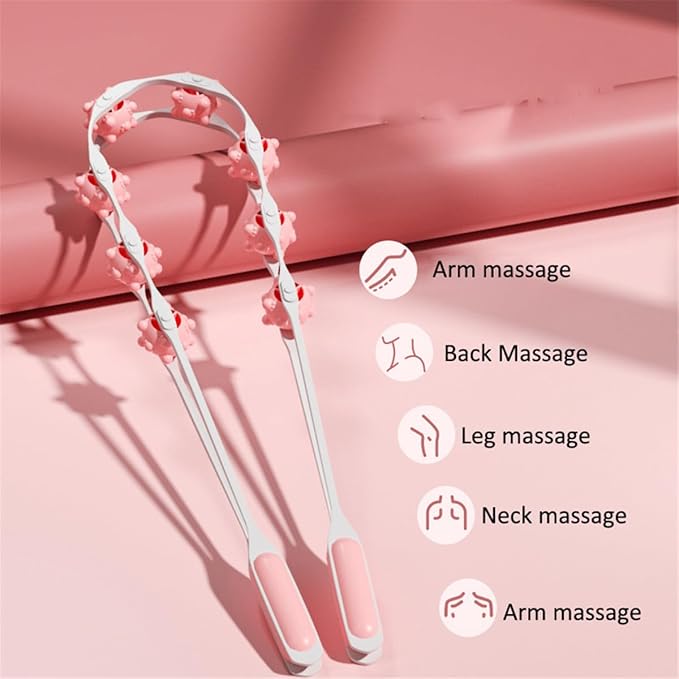 Manual Back Massage Roller Rope, Handheld Massage Ball Roller Anti Cellulite Massage Roller, Fascia Roller Manual Massage Strap for Back Neck Shoulder Waist Leg Muscle Exercise Massage Roller (Blue)
