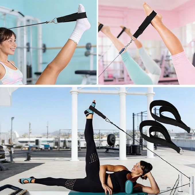 2PCS Pilates Straps Soft Padded Handles, Durable Pilates Double Loop D-Ring Straps,Pilates Straps for Reformer,Home Gym & Yoga Workout Exercise Accessories