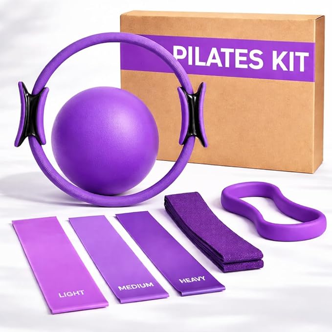 Pilates Ring and Ball Set – Premium Pilates Equipment for Home Workout – Fitness Circle & Exercise Ball for Toning, Strengthening & Flexibility – Ideal for Pilates, Yoga, Core Training