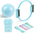 Pilates Essential Kit - Portable Fitness Equipment - with Toning Pilates Ring & Long Resistance Bands & Loop Bands & Soft Ball & Grip Socks