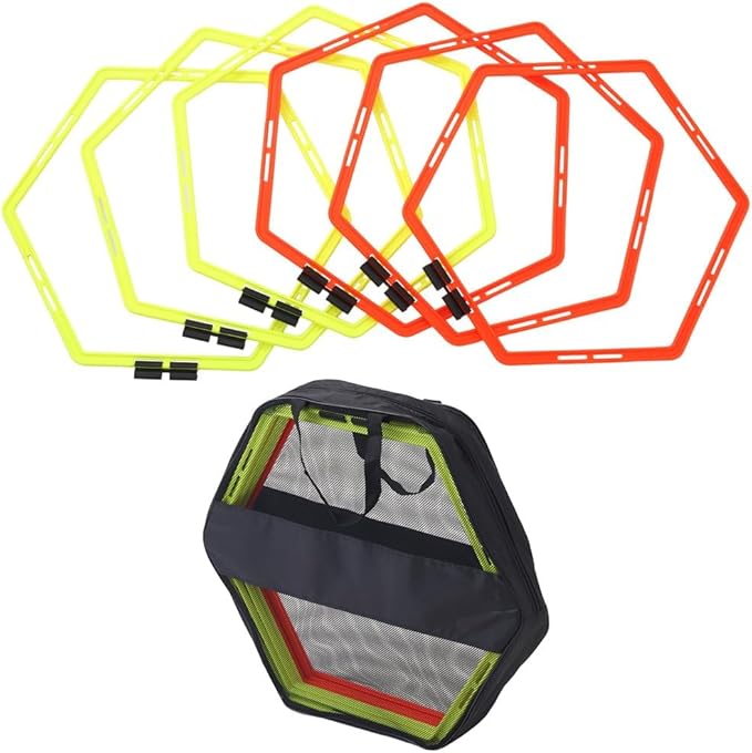 Japard Hex Agility Rings for Speed Training & Agility Footwork Training Speed Hurdles Ladder with Carrying Bag