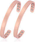 BioMag 2Pcs 99.99% Copper Bracelet for Women, Adjustable Magnetic Bracelets Bangle Cuff with 3500 Gauss Magnets, Jewelry Gift