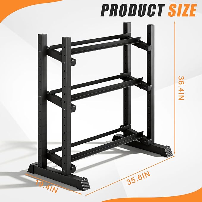 Dumbbell Rack 3-Tier Adjustable Dumbbell Rack Suitable for Dumbbells, Kettlebells, and Other Compact Weights Space-Saving Dumbbell Storage Rack - 1000LBS Capacity