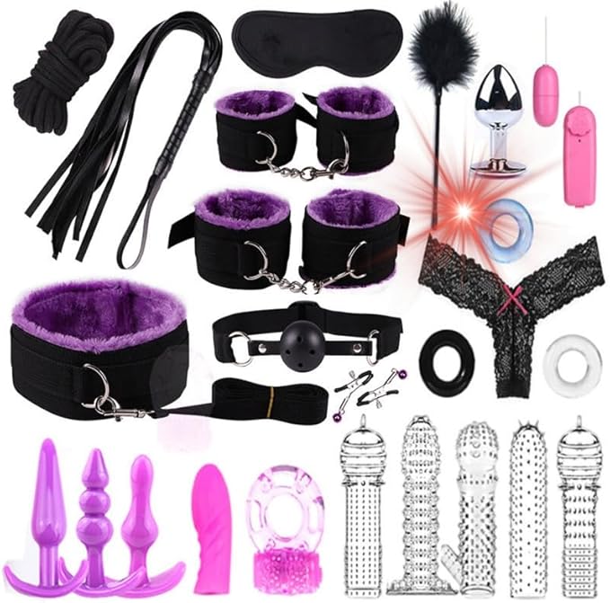 Pilates 25 Piece Fashionable Portable Fitness Couple Set, Indoor Hand, Foot, Wrist, Buttocks Fun Cosplay Accessories, Original Gift (Purple)