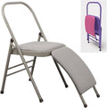 Foldable Yoga Auxiliary Chair for Adults Yoga Chair with Lumbar Support Metal Steel Frame 330 lbs Capacity YogaAuxiliaryChair for Balance Handstand Training Back Pain Relieving(Gray)