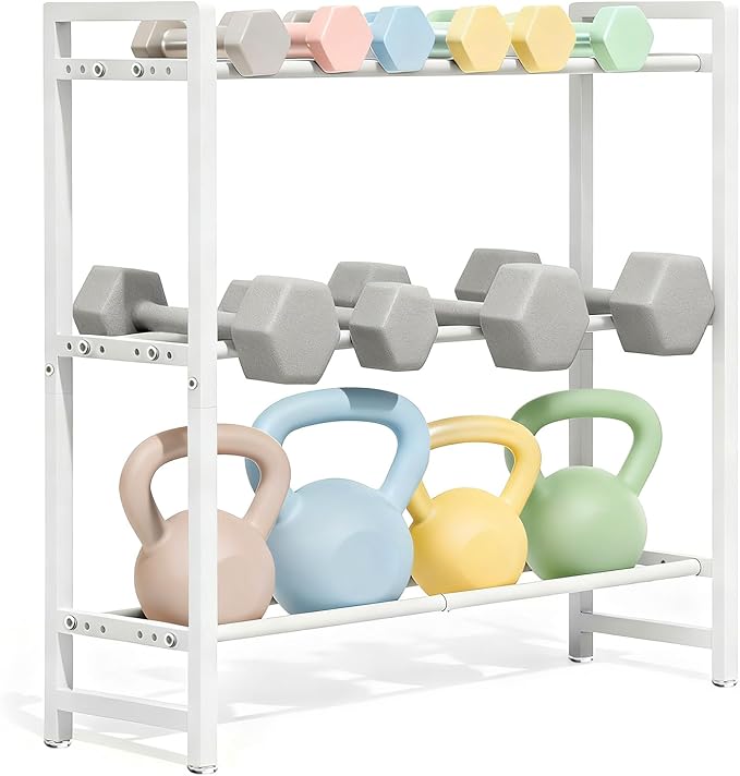 3-Tier Adjustable Dumbbell Rack, Heavy-Duty Weight Storage Stand, 390 LB Capacity, Space-Saving Home Gym Organizer