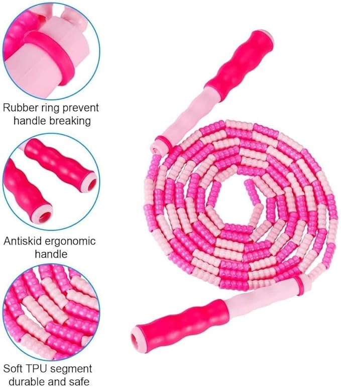 2 Pack Jump Rope for Fitness Exercise Equipment, Tangle-Free Rope Skipping with Soft Beaded Segment, Premium Adjustable Jumping Rope for kids, women, men