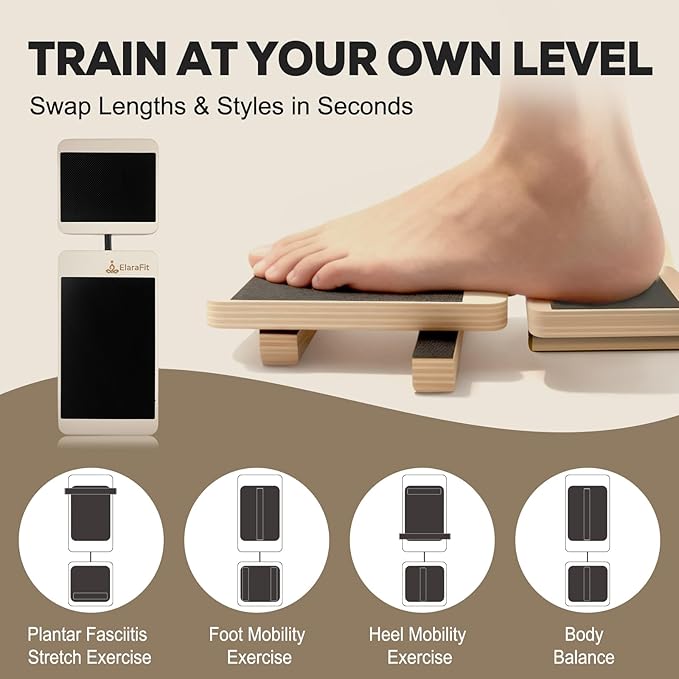 Single Leg Balance Board Wooden Foot Strengthener Trainer for Sprained Ankle and Achilles Tendon, Stability Training Plantar Fasciitis Relief, Stronger Ankles & Better Balance in 10 Minutes Daily