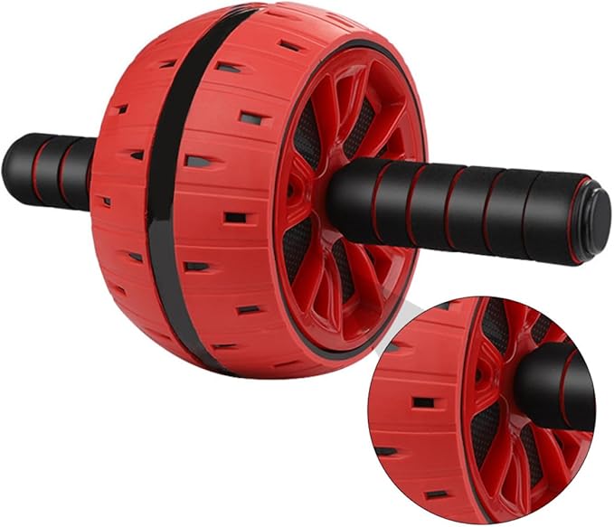 SUPVOX Ab Roller Wheel Abdominal Muscle Trainer Wheel with Knee Pad, Crimson Exercise Roller for Core Strength Workout and Home Gym
