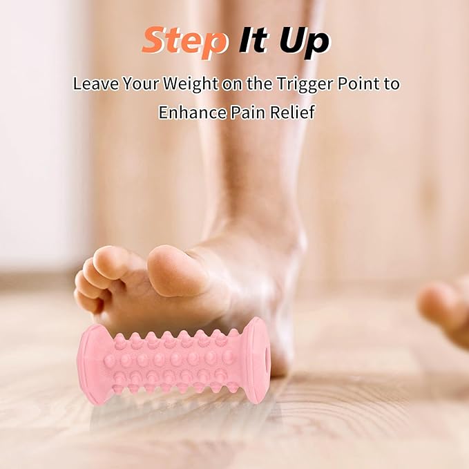 Plantar Fasciitis Relief,Foot Roller,Foot Massager Roller for Deep Tissue Muscle Massage,Portable Reflexology Tool,Heel Massager-Pink