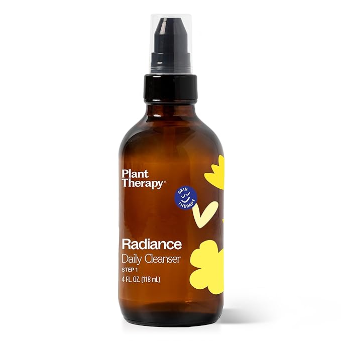 Plant Therapy Radiance Gel-Cream Cleanser 4 oz Removes Makeup, Dirt, & Oil, Gentle, Hydrating, Facial Cleanser