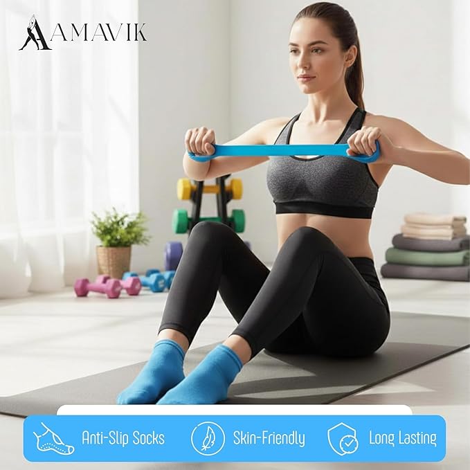 AMAVIK Pilates Kit 15-Pieces Home Workout Set with 5 Resistance Bands, Pilates Ring and Ball Set with Accessories-A Complete Pilates Set for Women to Improve Strength, Flexibility and Balance Body